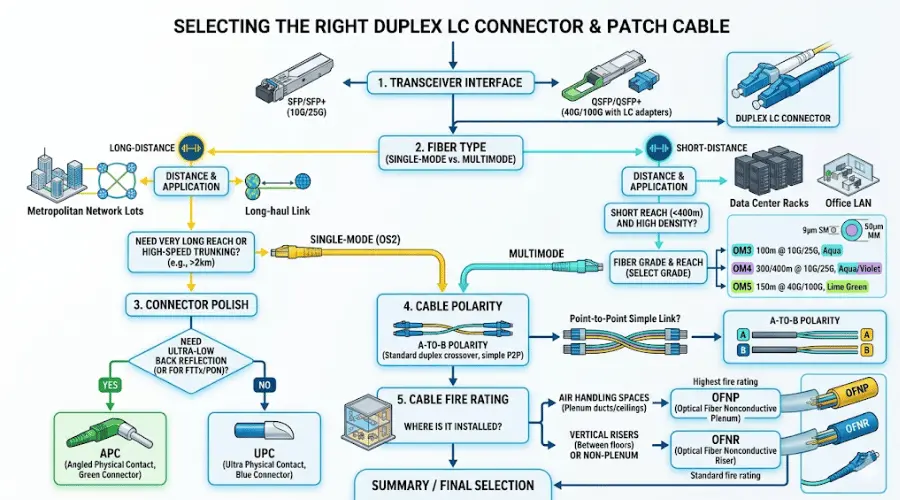 Five-step checklist for choosing the right duplex LC connector and patch cable